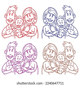 Mother, Father And Baby Vector Illustration
