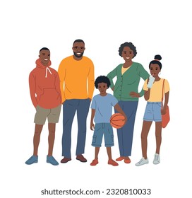 Mother and father with children. Happy family isolated.Vector flat style illustration