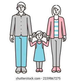 Mother, father and daughter holding hands [Vector illustration material]