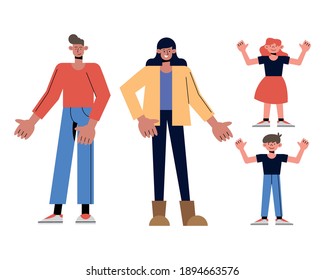 Mother Father Daughter Son Cartoons Design Stock Vector (Royalty Free ...