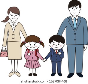 mother and father and daughter and son for entrance ceremony 