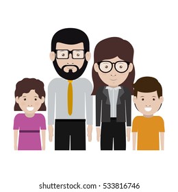 Mother and father with kids design