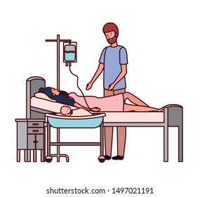 mother and father with newborn baby in stretcher
