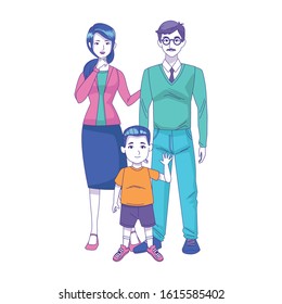 mother, father and son standing icon over white background, vector illustration