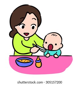 Mother Feeding Child Stock Vectors, Images & Vector Art 