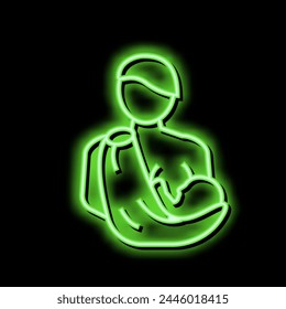 mother feeding newborn baby neon light sign vector. mother feeding newborn baby illustration