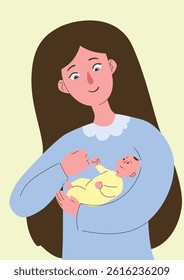 Mother figure with her baby illustration