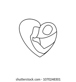 mother in the form of heart icon. Element of mother day for mobile concept and web apps. Thin line icon for website design and development app development. Premium icon on white background