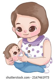 Mother gave the child to drink liquid medicine so that the child would recover from illness.
