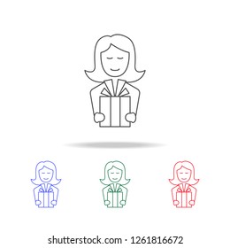 mother with a gift icon. Elements of mother day in multi colored icons. Premium quality graphic design icon. Simple icon for websites, web design, mobile app, info graphics
