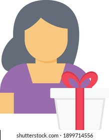icono del vector de regalo de madre a color plano