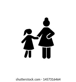 Mother Girl Student Go School Pictogram Icon