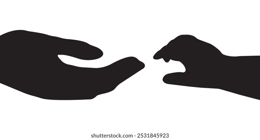 Mutter, die seinem Kind die Hand gibt.  Hand Silhouette, Adorable Babys Hände halten junge Mutter Finger. Die elterliche Mutter kümmert sich mit Liebe.