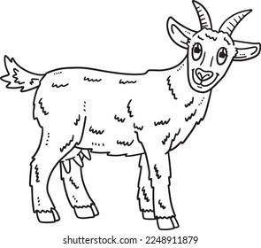 Mother Goat Isolated Coloring Page for Kids