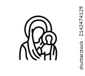 Mother god line color icon. Isolated vector element. Outline pictogram for web page, mobile app, promo