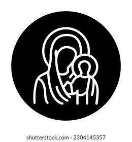 Mother god line color icon. Isolated vector element. Outline pictogram for web page, mobile app, promo