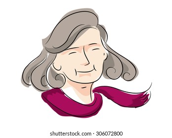 mother, grandmother, old lady vector drawing on white background, illustrate eps10
