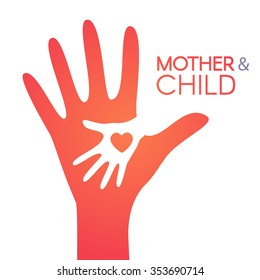 Mother & ?hild. Hands Silhouette Design. Vector Illustration.