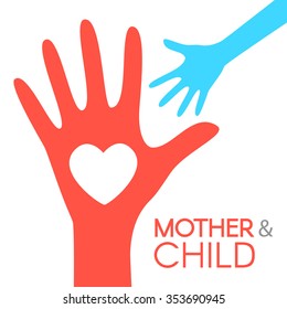 Mother & ?hild. Hands Silhouette Design. Vector Illustration.