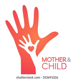 Mother & ?hild. Hands Silhouette Design. Vector Illustration.