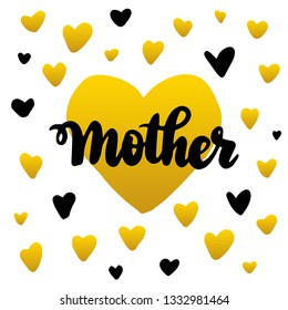 Mother Handwritten Postcard. Vector Illustration of Spring Greeting Card with Lettering.