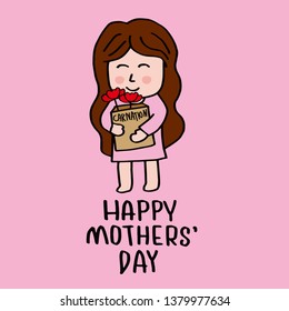 A mother was happy with Carnations，vectorgraph