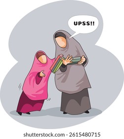mother helps her daughter who is about to fall