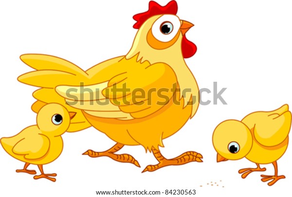 Mother Hen Baby Chicks Stock Vector (Royalty Free) 84230563 | Shutterstock