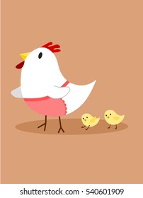 mother hen and cute chicks.