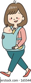 Mother with her baby in baby carrier