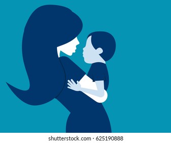 Mother with her baby. Concept Mother Day illustration. Vector women.