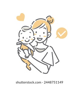 mother and her baby, cute and simple illustration