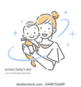 mother and her baby, cute and simple illustration