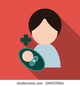 Mother and her baby. Isolated objects on background. Vector illustration.
