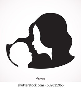 
mother and her baby, isolated vector symbol