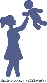 Mãe e sua silhueta do bebê, Feliz dia da mãe ilustração vetor isolado no fundo branco. símbolo de mãe e criança