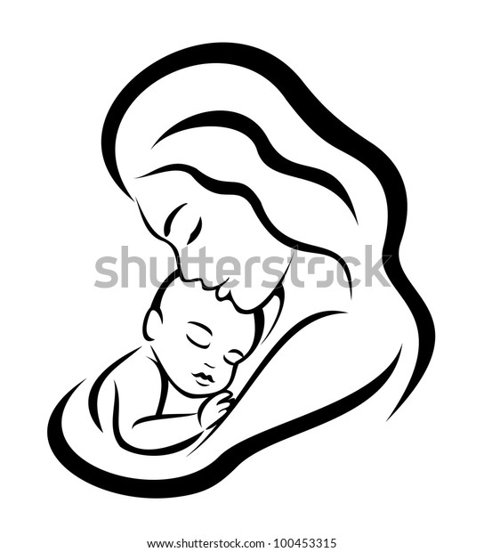 Mother Her Baby Symbol Vector Illustration Stock Vector (Royalty Free ...