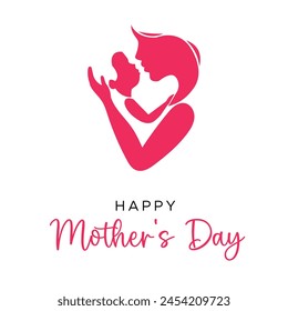 A mother and her child are kissing  with a lot of love and tenderness. Mother's day, holiday concept. Isolated on white background. vector design.