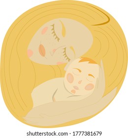 Mother with her child. Stock vector illustration.