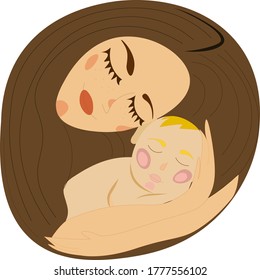Mother with her child. Vector stock illustration.