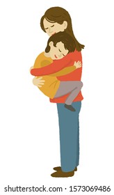 Mother Her Cute Little Son Hugging Stock Vector (Royalty Free) 1573069486