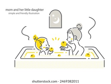 mother and her daughter enjoying bath time