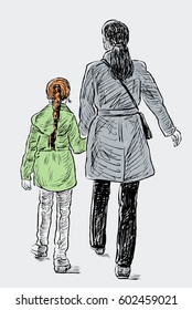 Mother with her daughter on a walk