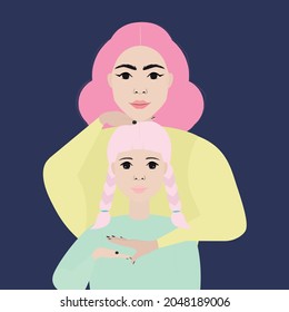 Mother with her daughter. vector illustration.