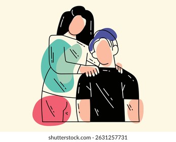 A mother is with her grown son vector design