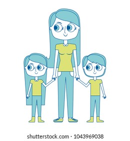 mother and her kids together holding hands