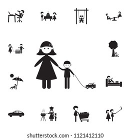 mother with her son on a walk icon. Detailed set of Family icons. Premium quality graphic design sign. One of the collection icons for websites, web design, mobile app on white background