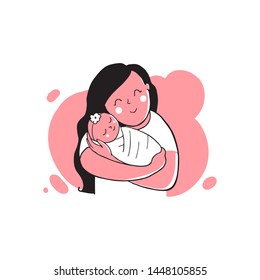 A mother holding a baby. 