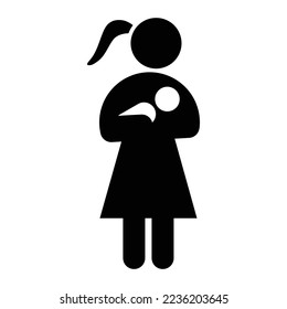 Mother holding baby in arms icon symbol. Editable EPS 10 vector graphic illustration.