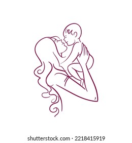 Mother Holding Baby In Arms Vector Illustration  for Mother's Day